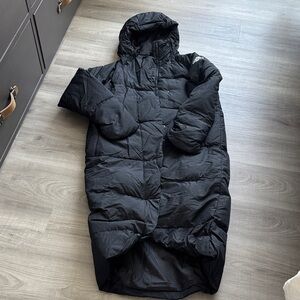 Adidas long Black Hooded cozy Jacket. Perfect for winter